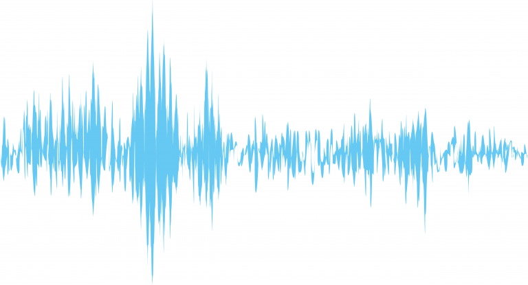 Blaue Audiowellen einer Audiospur